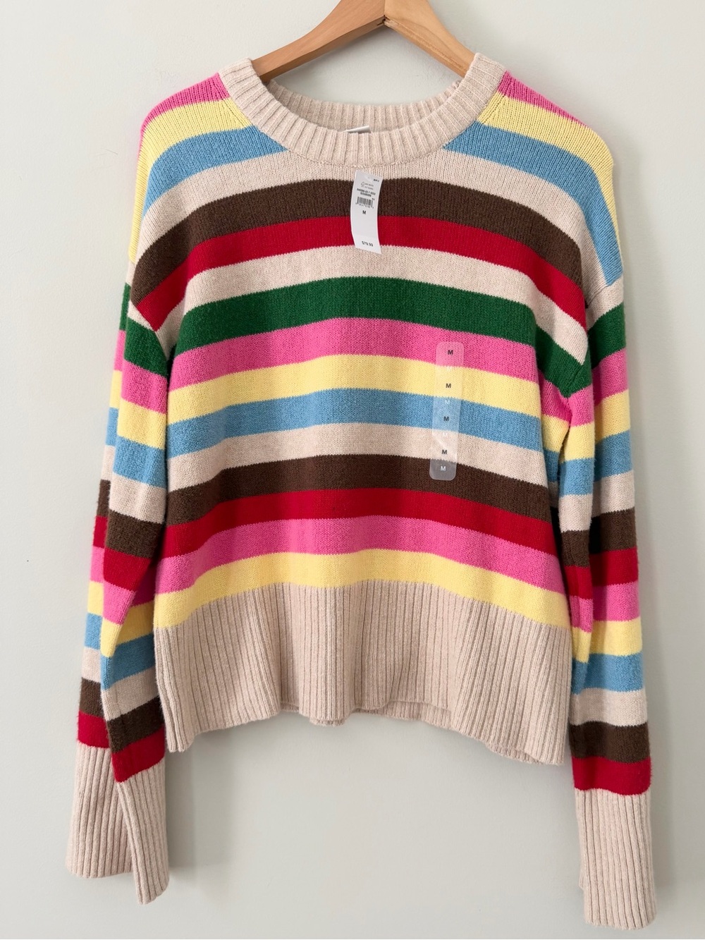 NWT Gap CashSoft Relaxed Crewneck Tunic Sweater - Happy Stripes Size M